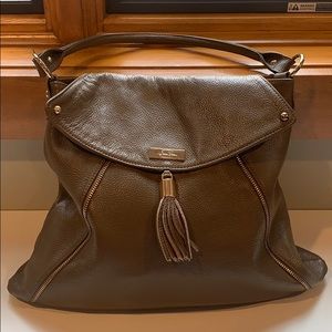 Beautiful Onna Ehrlich taupe leather shoulder bag